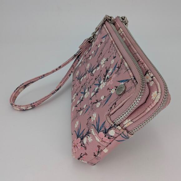 Steve Madden Pink Floral Wristlet Zippered Btrell Wallet Purse Clutch Flowers - Picture 3 of 10